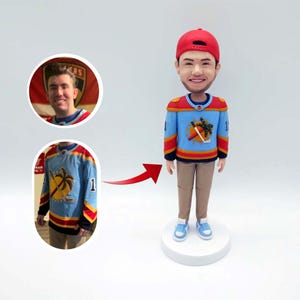 Boneco de cabeça bobblehead personalizado: presente de aniversário feito à mão em argila