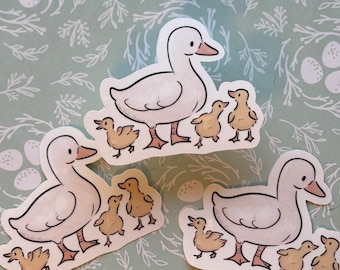 Duck and ducklings sticker | cute sticker for duck lovers | gift for her | white duck | cute farm sticker | Easter or mother's day gift