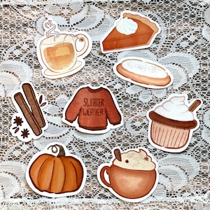 Sweater weather sticker pack | glossy fall stickers | die cut stickers | laptop and water bottle stickers