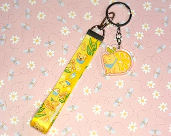 lemon doggy | mini lanyard keychain | cute key accessory | summer keychain | lemon keychain | cute artwork | cute dog keychain with lanyard