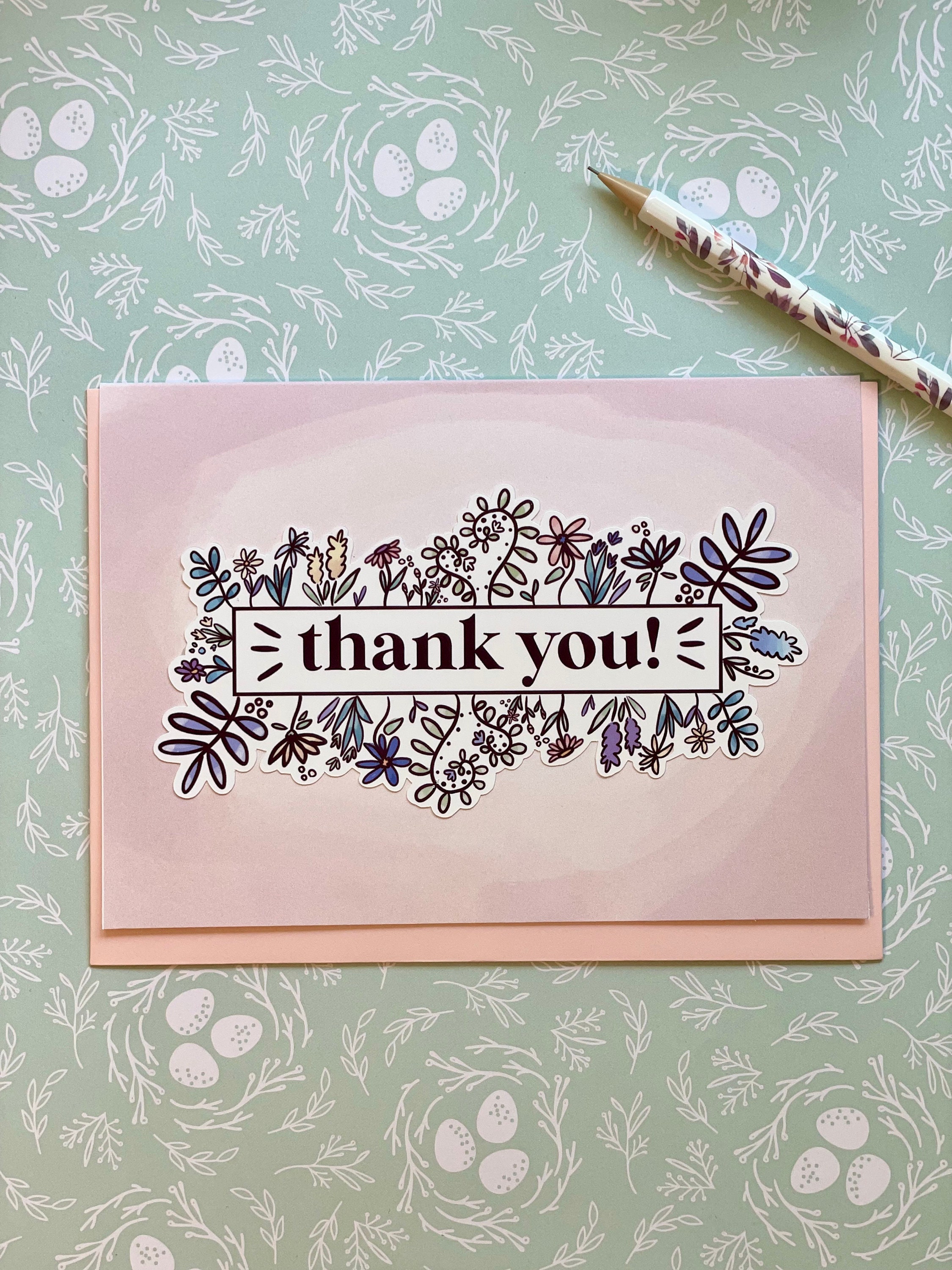 Thank You Floral | Flower Card | Floral Thank You Card | Blank Greeting ...