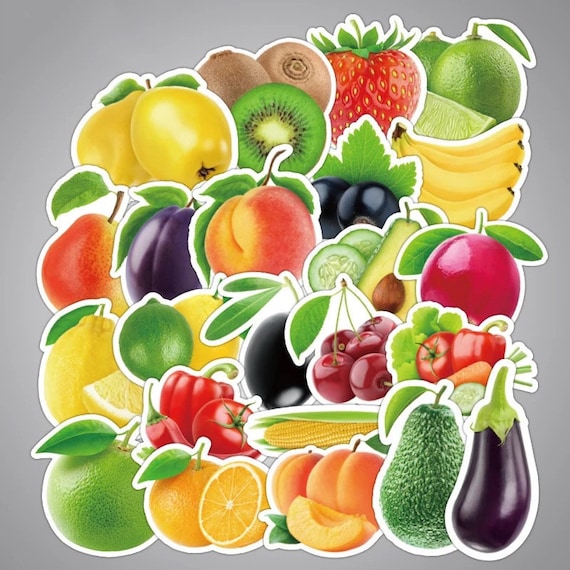 Fruit & Veggie Stickers 50/100 PCS Vinyl Waterproof Fridge Etsy