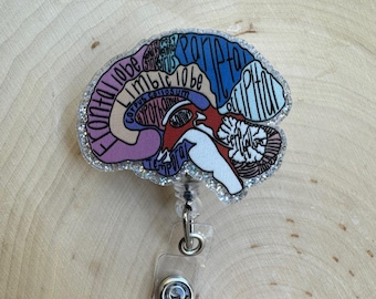 Anatomical Brain Badge Reel, Brain Anatomy Badge Clip, Neurology Theme Badge Clip, Funny Nurse Badge Reel, ID Holder, Nurse Gift Idea