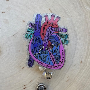 Anatomical Heart Badge Reel, Heart Anatomy Badge Clip, Cardiology Theme Badge Clip, Funny Nurse Badge Reel, ID Holder, Nurse Gift Idea