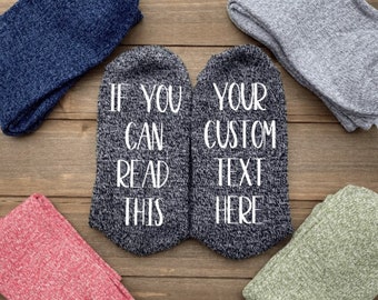 Aangepaste sokken, op maat gemaakt sokcadeau, gepersonaliseerde sokken, gepersonaliseerd sokcadeau, als je deze sokken kunt lezen