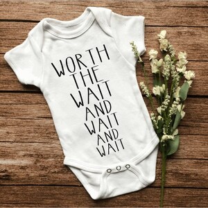 Worth The Wait And Wait Pregnancy Announcement Baby Onesie, IVF Baby Announcement, Pregnancy Announcement Baby Bodysuit