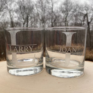 Personalized Etched Whiskey Glass, Bourbon Rocks Glass, Custom Whiskey Glass, Monogrammed Whiskey Glass, Groomsman Whiskey Gift