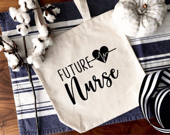 Future Nurse Canvas Tote Bag, Nurse Canvas Tote Bag, Reusable Canvas Nurse Tote Bag, Future Nurse Gift, Nurse Reusable Shopping Bag