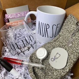 Nurse Care Package Gift Box, Nurse Thank You Gift Basket, Nurses Week Gift Set, Nurse Appreciation, Healthcare Gift, Nurse Graduation Gift image 1