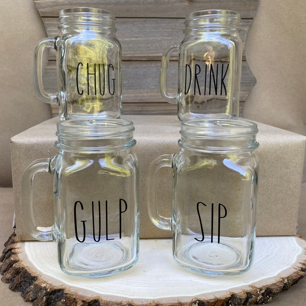 Glass Drinking Jars Etsy