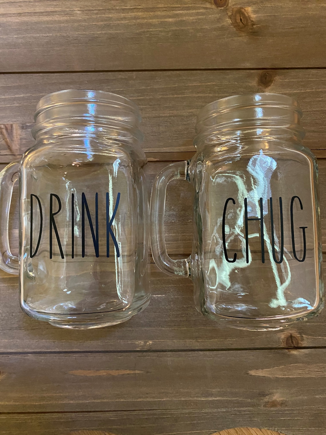 Mason Jar Drinking Glass Set Rae Dunn Farmhouse Mason Jars Etsy