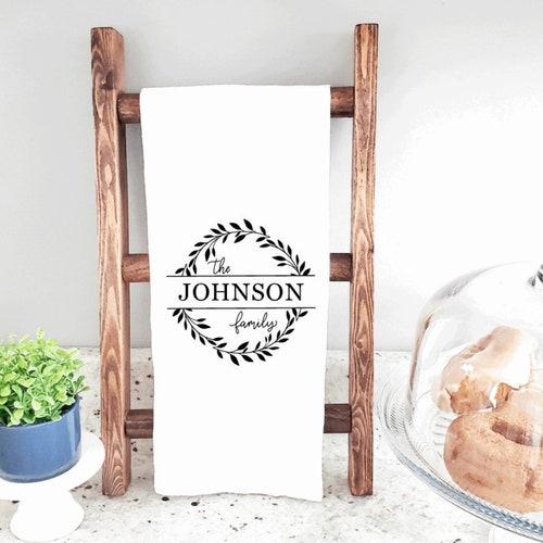 Personalized Last Name Tea Towel Etsy
