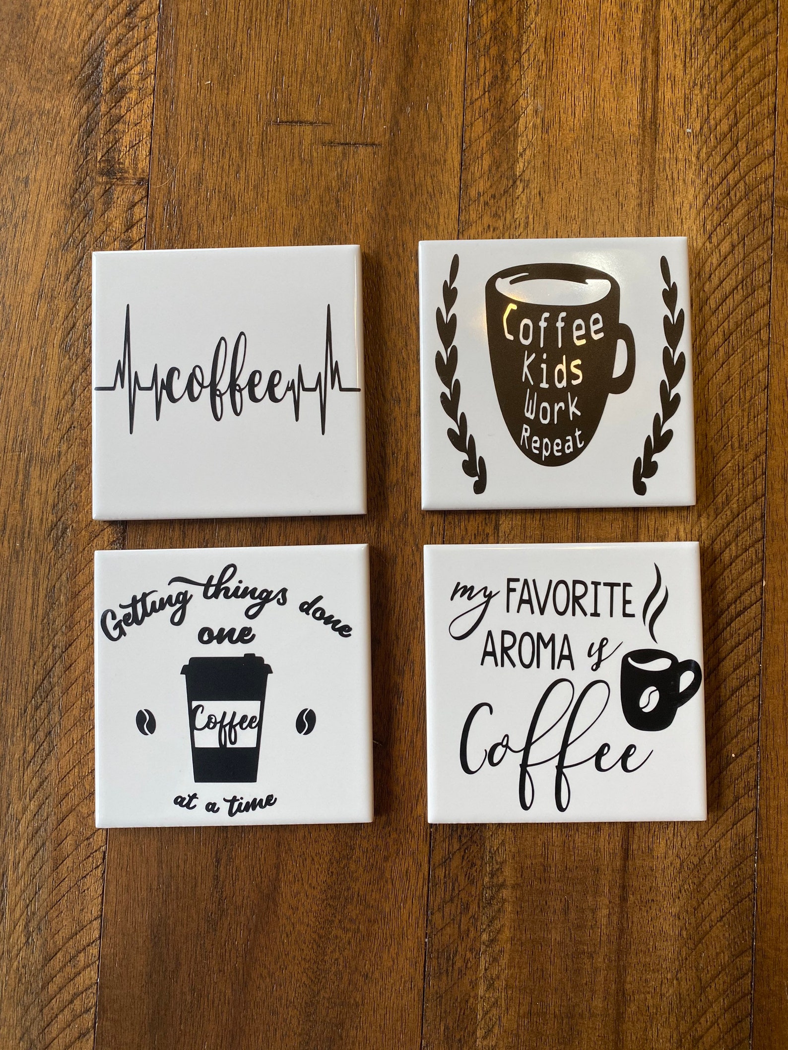 Coffee Drink Coasters Set of 4 Coffee Theme Coasters Coffee Etsy