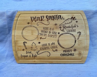 Personalized Santa Cookies Tray, Engraved Christmas Tray For Kids, Custom Milk and Cookies For Santa, Santa Treat Board