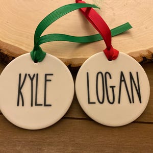 Rae Dunn Inspired Custom Name Ornament, Personalized Rae Dunn Christmas Ornament, Ceramic Ornaments, Family Ornaments