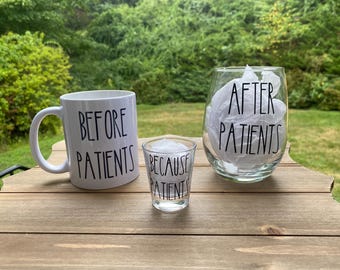 Before Patients, After Patients Wine and Coffee Gift Set, Nurse Coffee Wine Set, Healthcare Wine, Nurse Wine Set, Nurse Graduation Gift