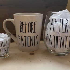 Before Patients, After Patients, Wine and Coffee Gift Set, Nurse Coffee Wine Set, Funny Nurse Gift, Healthcare Wine, Because Patients