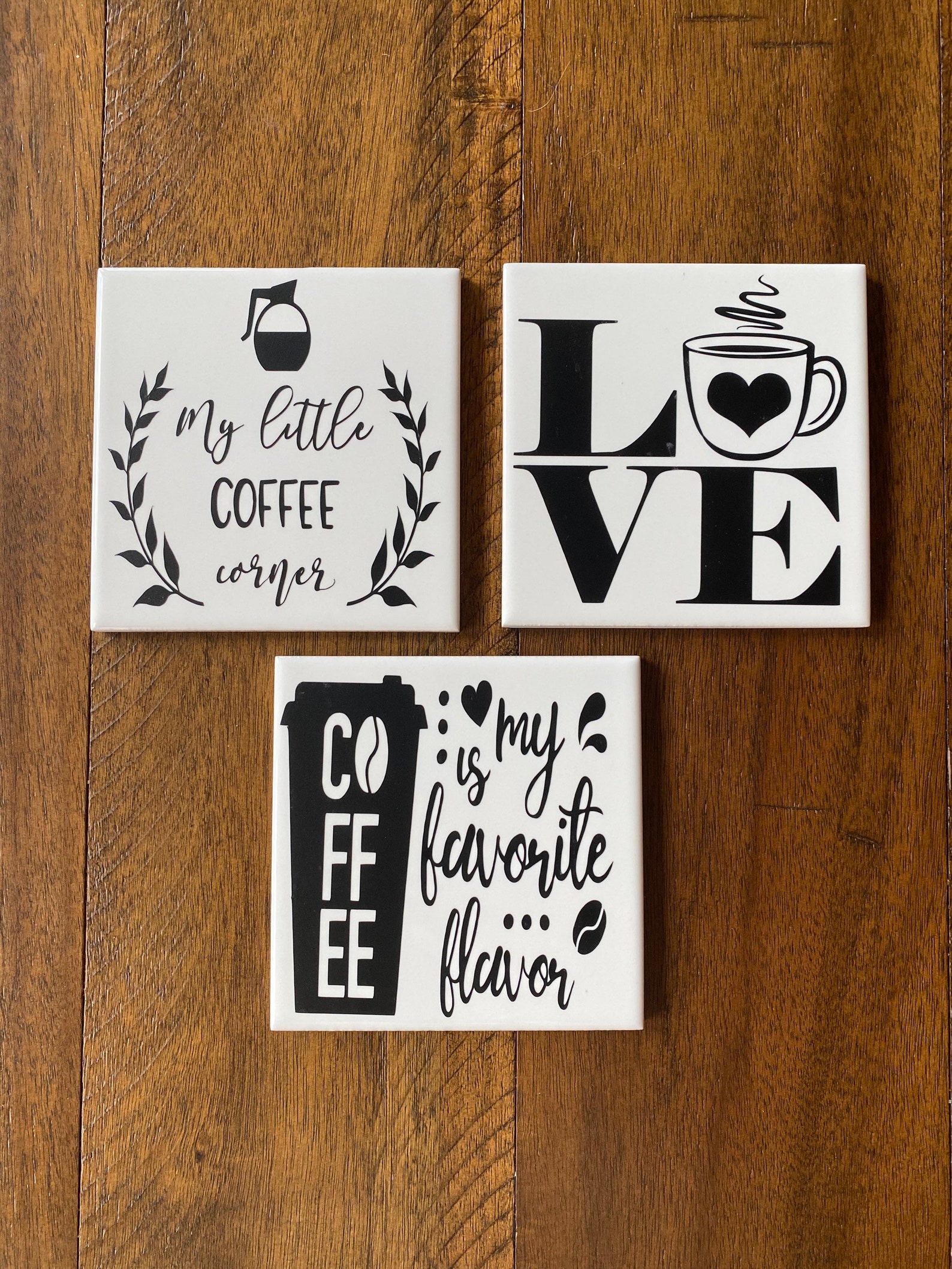 Coffee Drink Coasters Set of 4 Coffee Theme Coasters Coffee Etsy