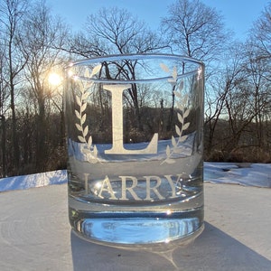 Personalized Etched Whiskey Glass, Bourbon Rocks Glass, Custom Whiskey Glass, Monogrammed Whiskey Glass, Groomsman Whiskey Gift