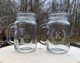 Personalized Mason Jar Glasses, Monogrammed Mason Jars, Custom Mason Jar Glasses, Wedding Mason Jars, Groomsmen Gift, Bridesmaid Gift