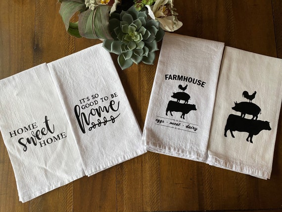 Farmhouse Kitchen Towels Set, Set of 2 Farmhouse Flour Sack Towels, Kitchen  Dish Towels, Farm Kitchen Towels, Housewarming Gift, Farmhouse 