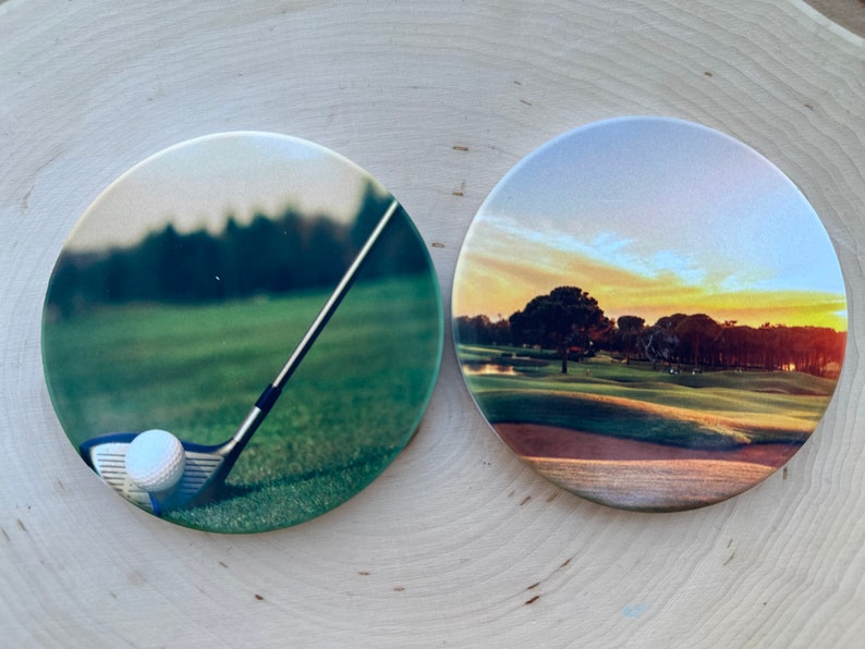 Golf Course Coaster Golf Coasters, Golf Theme Coaster Set, Gift for Golfer, Dad Golf Gift ...