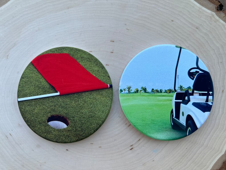 Golf Course Coaster Golf Coasters, Golf Theme Coaster Set, Gift for Golfer, Dad Golf Gift ...