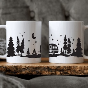 Camping Mug, Camper Mug, Mountain Wrap around Mug, Camping Ceramic Mug, Gift for Camper, RV Mugs