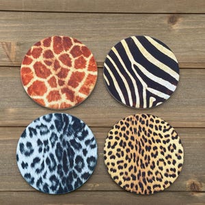 Juego de posavasos con animales del zoológico de safari, posavasos con animales del safari africano, posavasos con elefantes, posavasos con jirafas y cebras, posavasos con estampado de animales