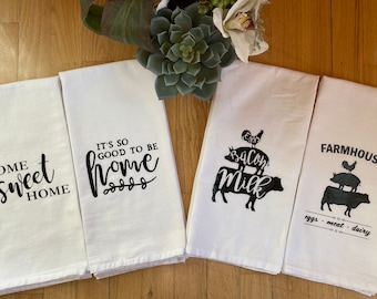 Juego de paños de cocina de estilo rústico, juego de 2 paños de cocina de estilo rústico hechos con sacos de harina, paños de cocina, paños de cocina de estilo rústico, regalo de inauguración de la casa, estilo rústico
