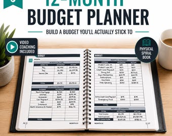 12-Month Money Budget Planner | Financial Tracker, Debt Payoff, Savings (Spiral-Bound)