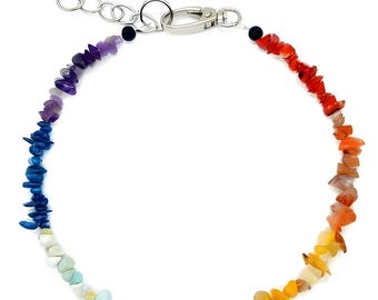 Chakra collar, chakra necklace, healing stones for dogs, cats, dog chain jewelry collar, gemstones, calming, anxiety