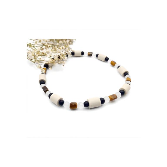 EM Keramik Halsband,Hundekette mit Onyx,Tigerauge,Bergkristall Heilsteine  fr Hunde,Katzen,natrliche Pflege beruhigend - Etsy.de