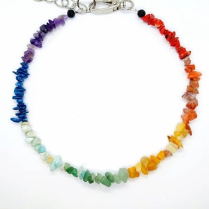 Chakra collar, chakra chain, healing stones for dogs, cats, dog chain, jewelry collar, gemstones, calming, anxiety