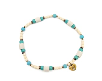 EM Ceramic Collar, Dog Necklace with Turquoise, Natural Stone Beads for Dogs and Cats, Natural Tick Protection, Tick Collar, Healing Stone