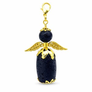 Großer Engel,Duftstein-Anhänger, Schutzengel Auto,Glücksbringer,Aromatherapie,Lava,Halskette,Geschenk mit Beschreibungskarte