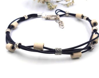 EM ceramic collar, dog chain with leather, for dogs and cats, natural tick protection, tick collar, decorative collar, flea collar