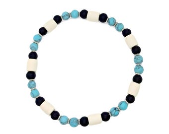 EM ceramic collar, dog chain with onyx, turquoise healing stones for dogs, cats, natural tick protection, flea collar, calming