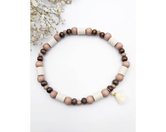 EM ceramic collar with wooden beads for dogs and cats, natural care dog chain