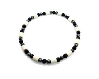 EM ceramic collar, dog necklace with lava and hematite beads for dogs and cats, healing stone, aromatherapy, jewelry collar