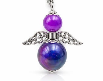 Gemstone angel pendant made of Sugilite – healing and inner peace guardian angel, car, lucky charm necklace, gift, birthday