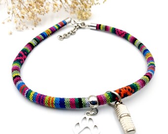 Brand collar, dog, cat collar, dog chain Ethno Aztec Hippie with address tag for dog tag, accessory, jewelry collar, gift