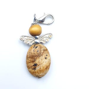 Large Angel, Landscape Jasper – Stone of Grounding & Inner Peace Pendant, Guardian Angel Car, Lucky Charm, Healing Stone, Necklace, Gift