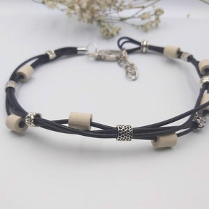 EM ceramic collar, dog chain with leather, for dogs, cats, natural tick protection, tick collar, jewelry collar, flea collar