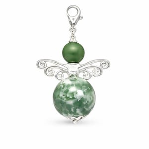 Angel pendant, guardian angel, gemstone, car, lucky charm, tree agate necklace, gift with description card