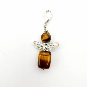 Large Angel Pendant Guardian Angel Gemstone Car Lucky Charm Protection Tiger Eye Necklace Gift Healing Stone