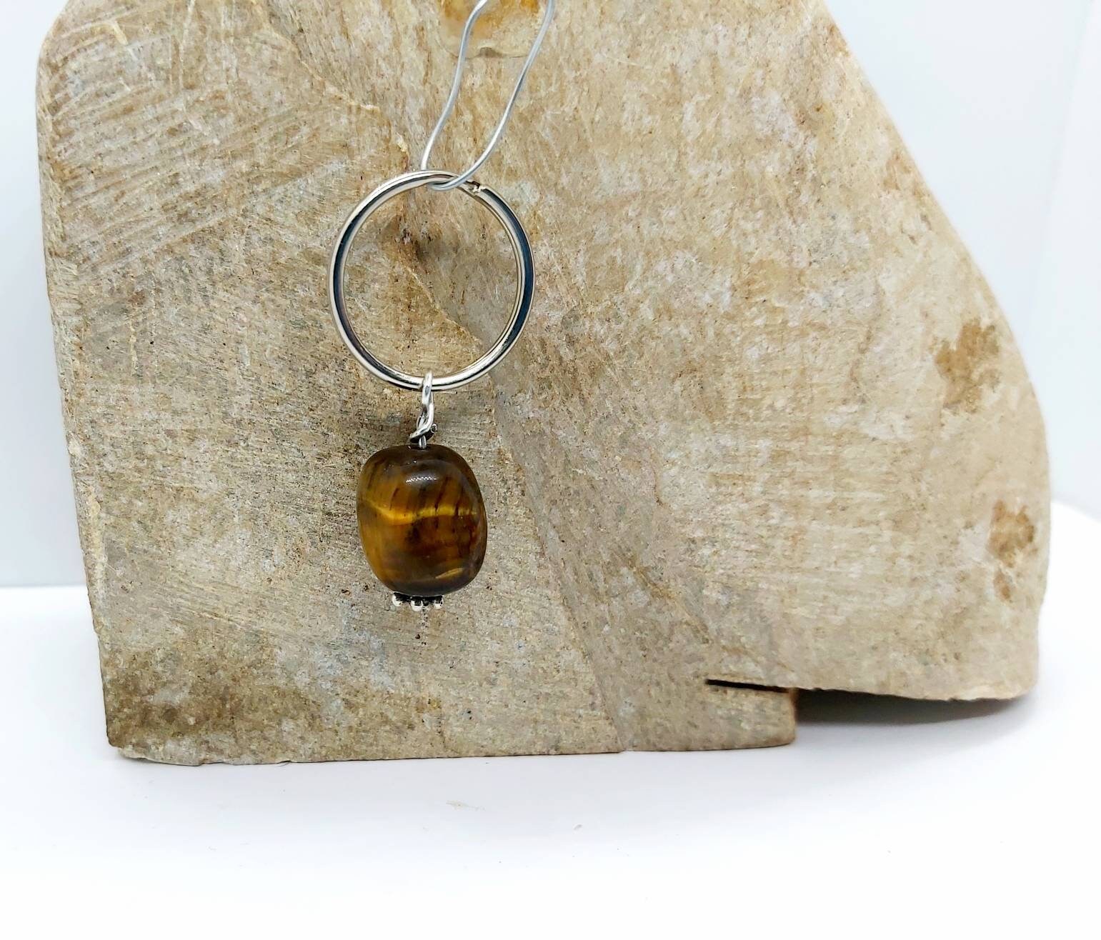 Pierre précieuse naturelle oeil de tigre 7 x 20 x 20 mm - pierre