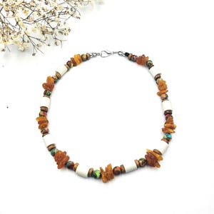 Zeckenhalsband  EM Keramik Edelsteinhalsband mit Bernstein,Ozeanjaspis ,natürlicher Zeckenschutz Hund Katze Hundehalsband Antitick