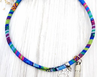 Brand collar, dog, cat collar with address tag, dog chain Ethno Aztec, hippie, for dog tag, accessory, jewelry collar, gift