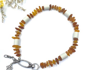 Amber collar, sturdy EM ceramic gemstone collar, natural care, dog/cat collar